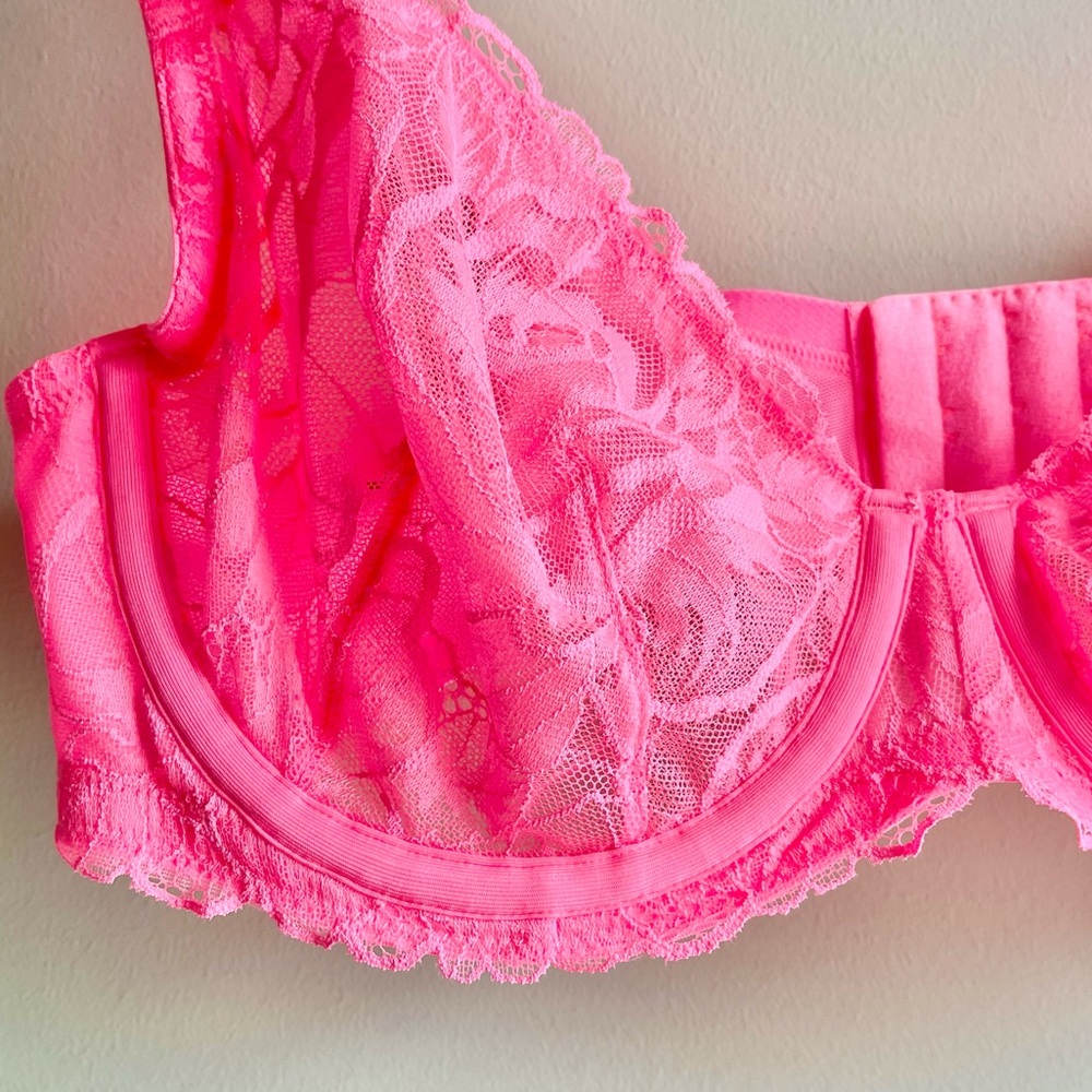 Cacique Vibrant Pink Lace Bra 40C - Picture 2 of 5